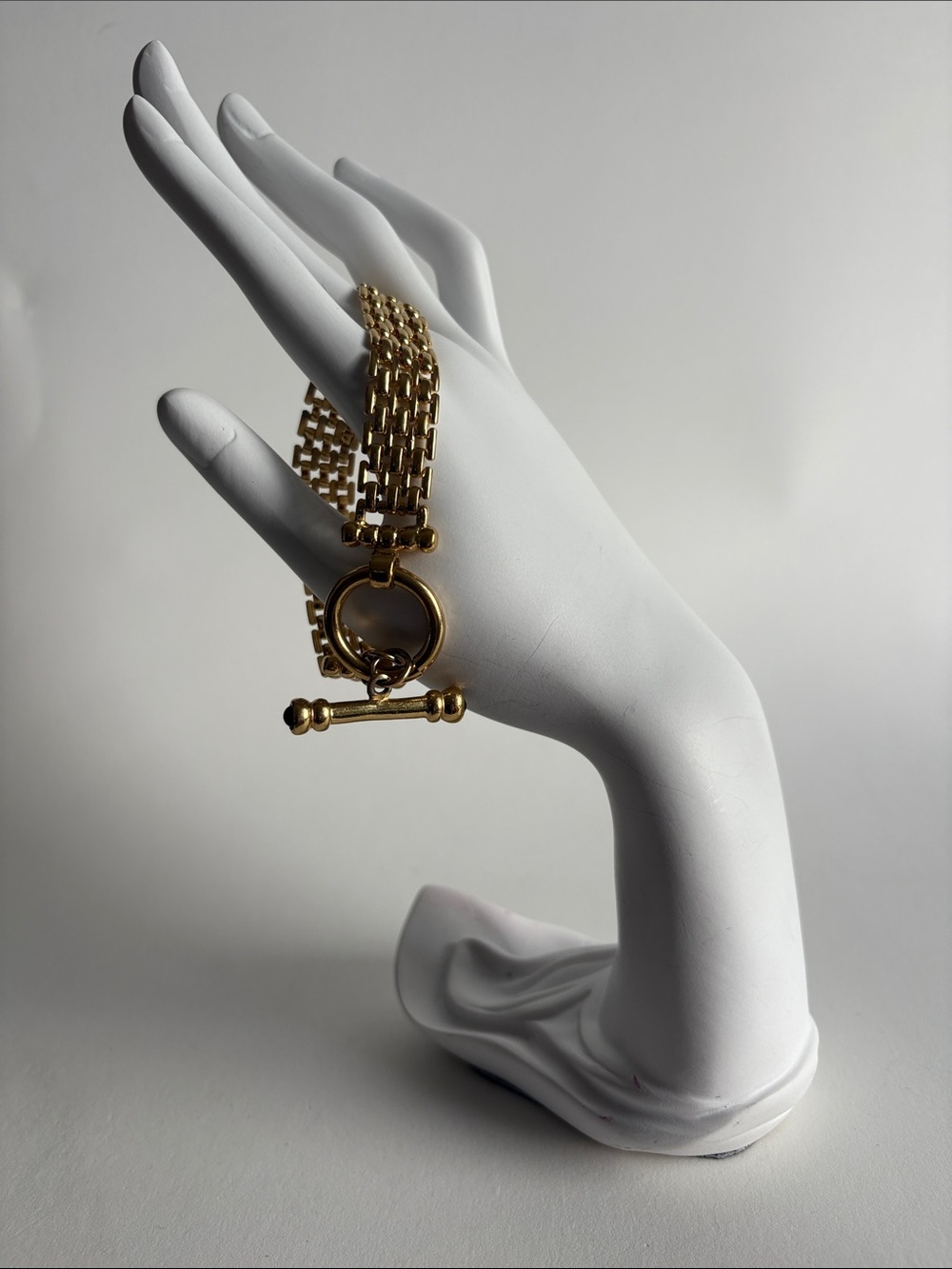 Gold Toggle Link Bracelet Chunky Statement Women Jewelry